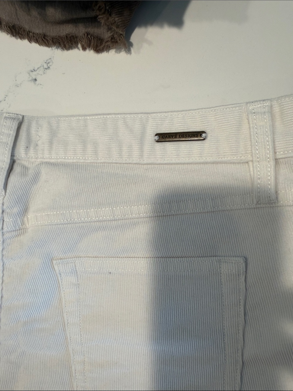Carve Design White Women's Cord Cutoff Shorts - Picture 2 of 4